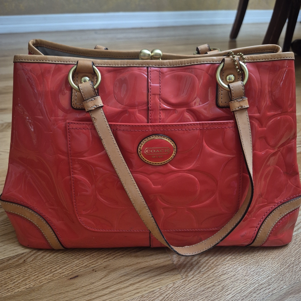 Coach Red and Tan Shoulder Bag